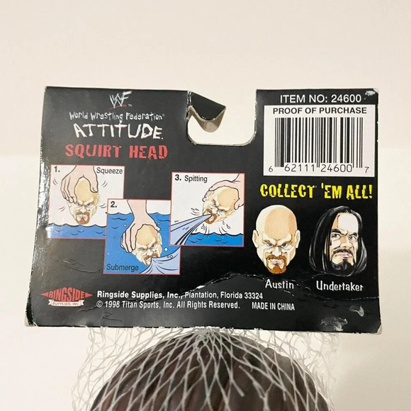 Vtg 1998 WWF Undertaker Ringside Supplies Squirt Head Attitude Flaws - Picture 12 of 13